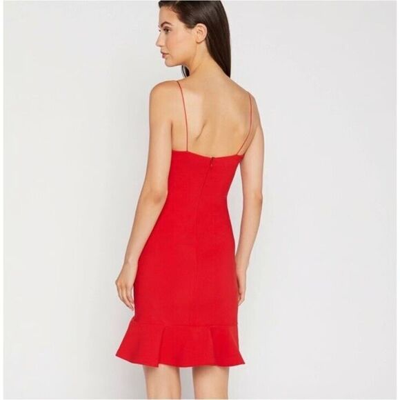LIKELY Red Banks Ruffle Hem Spaghetti Strap Bodycon Mini Dress Size 2 - Picture 2 of 9